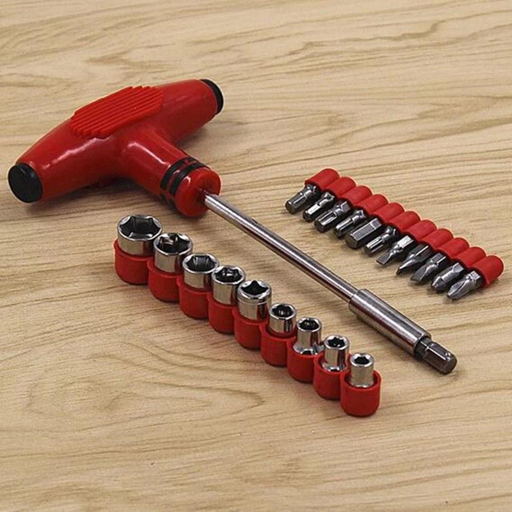 0451 -24pcs T shape screwdriver set Batch Head Ratchet Pawl Socket Spanner hand tools - SkyShopy 0451 -24pcs T shape screwdriver set Batch Head Ratchet Pawl Socket Spanner hand tools - SkyShopy